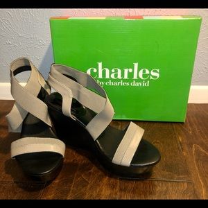 Charles by Charles David Taupe Wedge Sandals